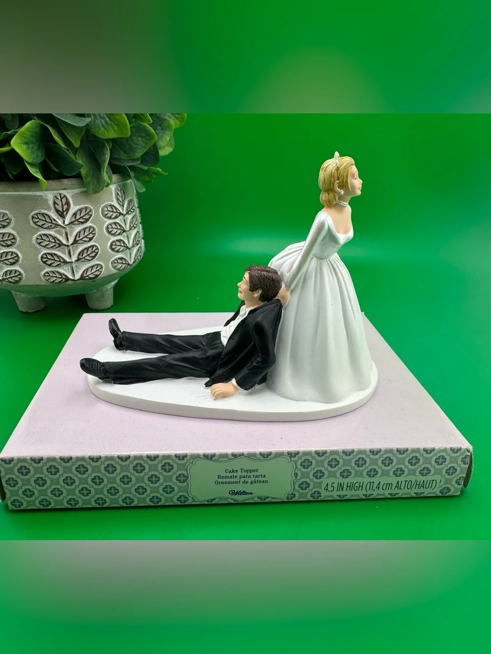 Wilton Funny Wedding Groom’s Cake Topper Figurine Bride Dragging Groom New
